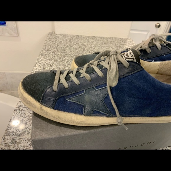 Navy Golden Goose Canvas/Leather Superstars Sneakers Sz 42/US11 - Picture 5 of 16